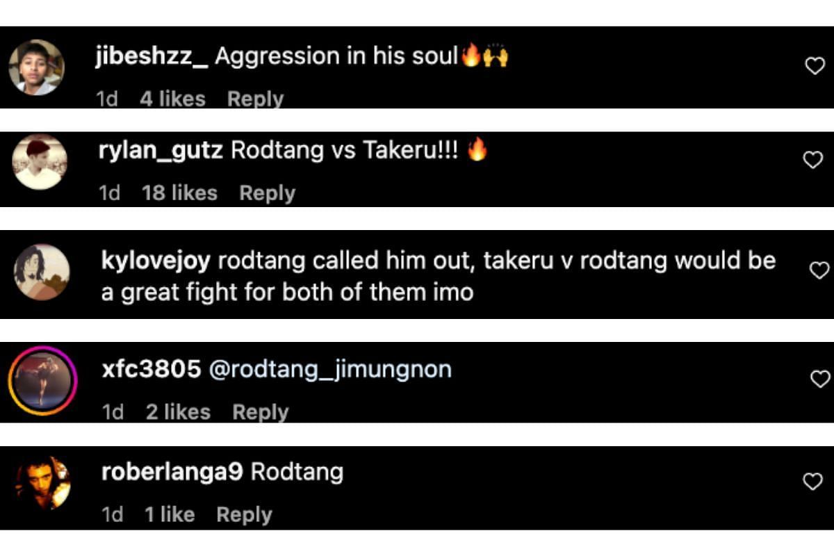 Screenshot of fans' comments
